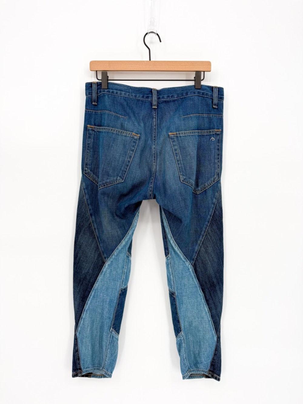 Rag & Bone Patchwork Dre Slim Boyfriend Jeans in Trentwood Jeans Size 26 - Picture 8 of 12